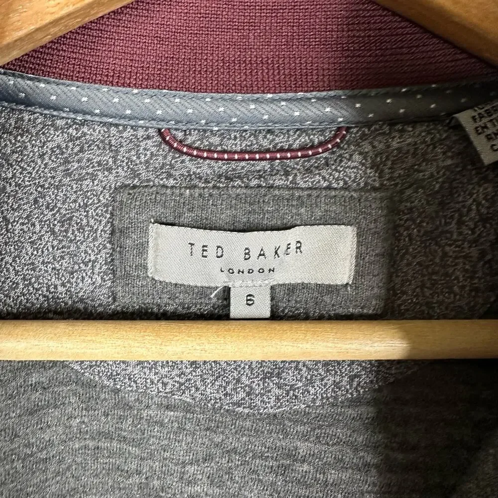 Ted Baker Mens size 6 XXL Sardin Quilted Full Zip Up Ribbed Jacket Gray